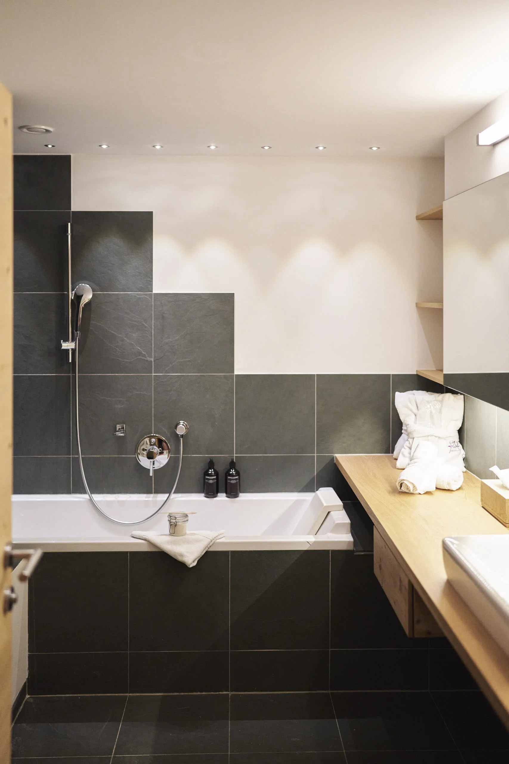 modern bathroom with bathtub and sink